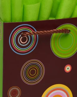 Abacus Circles Beverage Gift Bag with Retro Green Tissue Paper, 1 Gift Bag and 8 Sheets of Tissue Paper