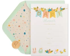 Baby Banner Baby Shower Blank Invitations with Envelopes, 20-Count