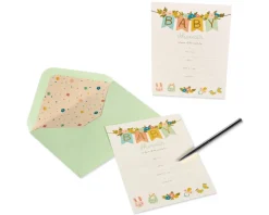 Baby Banner Baby Shower Blank Invitations with Envelopes, 20-Count