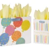 Balloons and Candles Birthday Gift Bags with Tissue Paper, 2 Bags, 8-Sheets