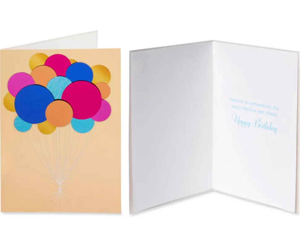 Balloons and Champagne Happy Birthday Cards, 2-Count
