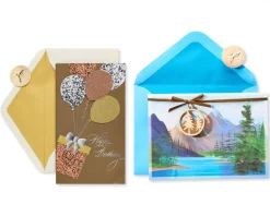 Balloons and Mountain Happy Birthday Cards, 2-Count