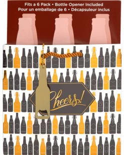 Beer Gift Bag, Bottles and Glasses, 1-Count