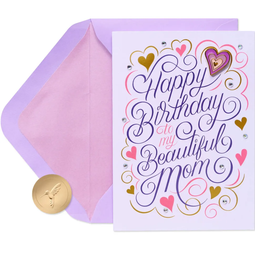 Better Person Birthday Greeting Card for Mom with Heart Pin