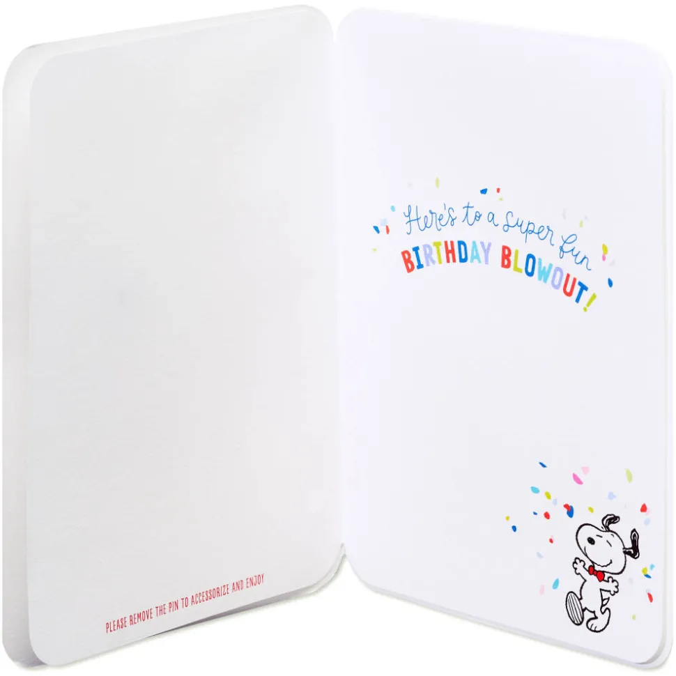 Birthday Blowout Peanuts Birthday Greeting Card with Snoopy Pin