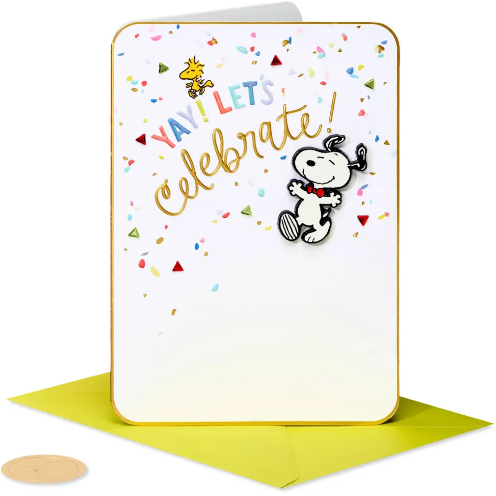 Birthday Blowout Peanuts Birthday Greeting Card with Snoopy Pin