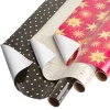 Black + Gold Dots, Joy, Stars Holiday Wrapping Paper Rolls, 3 Rolls