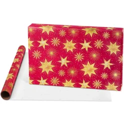 Black + Gold Dots, Joy, Stars Holiday Wrapping Paper Rolls, 3 Rolls