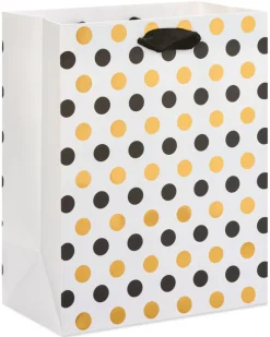 Black and Gold Polka Dots Large Gift Bag