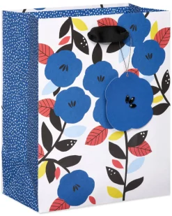 Blue Flowers Medium Gift Bag, 1 Bag