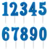 Blue Stripes Number Birthday Candles Pack, 10-Count