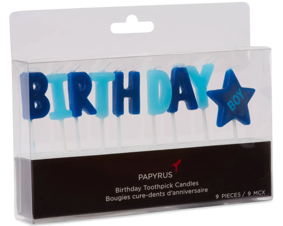 Boy Birthday Toothpick Candles, 9-Count