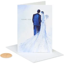 Bride and Groom Blank Wedding Thank You Cards, 12-Count
