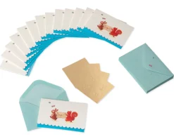 Bunny & Squirrel Boxed Blank Note Cards with Glitter, 14-Count