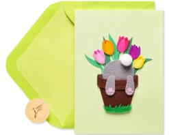 Bunny in Flower Pot Easter Greeting Card