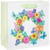 Butterflies and Floral Wreath Large Gift Bag – Designed by Bella Pilar, 1 Bag