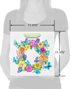 Butterflies and Floral Wreath Large Gift Bag – Designed by Bella Pilar, 1 Bag
