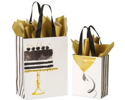 Cake and Balloon Gift Bags with Tissue Paper, 2 Bags, 4-Sheets