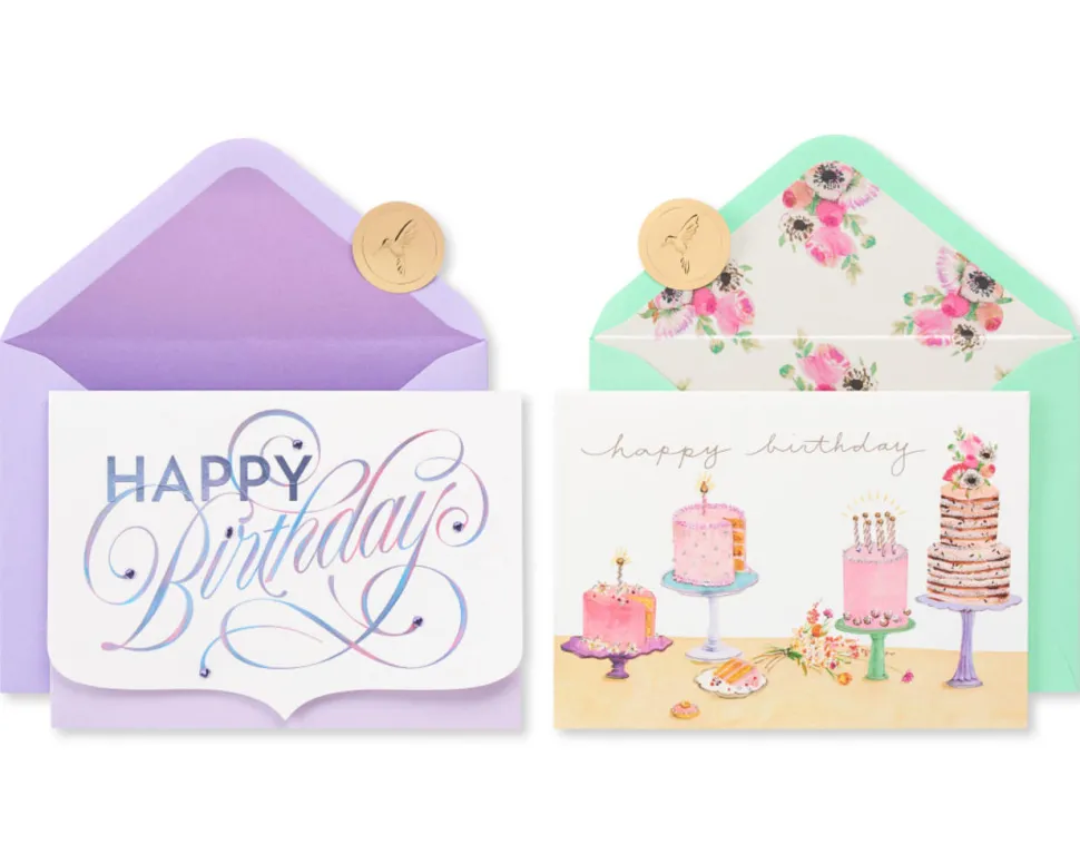 Cakes Birthday Greeting Card Bundle for Her, 2-Count