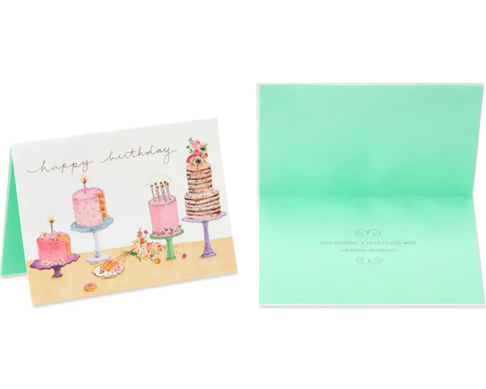 Cakes Birthday Greeting Card Bundle for Her, 2-Count