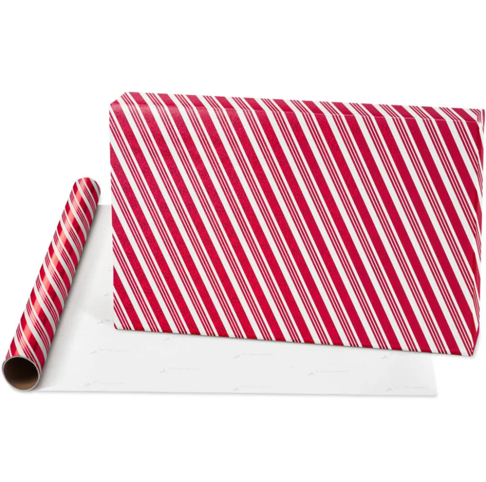 Candy Canes, Red + White Stripes, Hot Cocoa + Treats Holiday Wrapping Paper Rolls, 3 Rolls