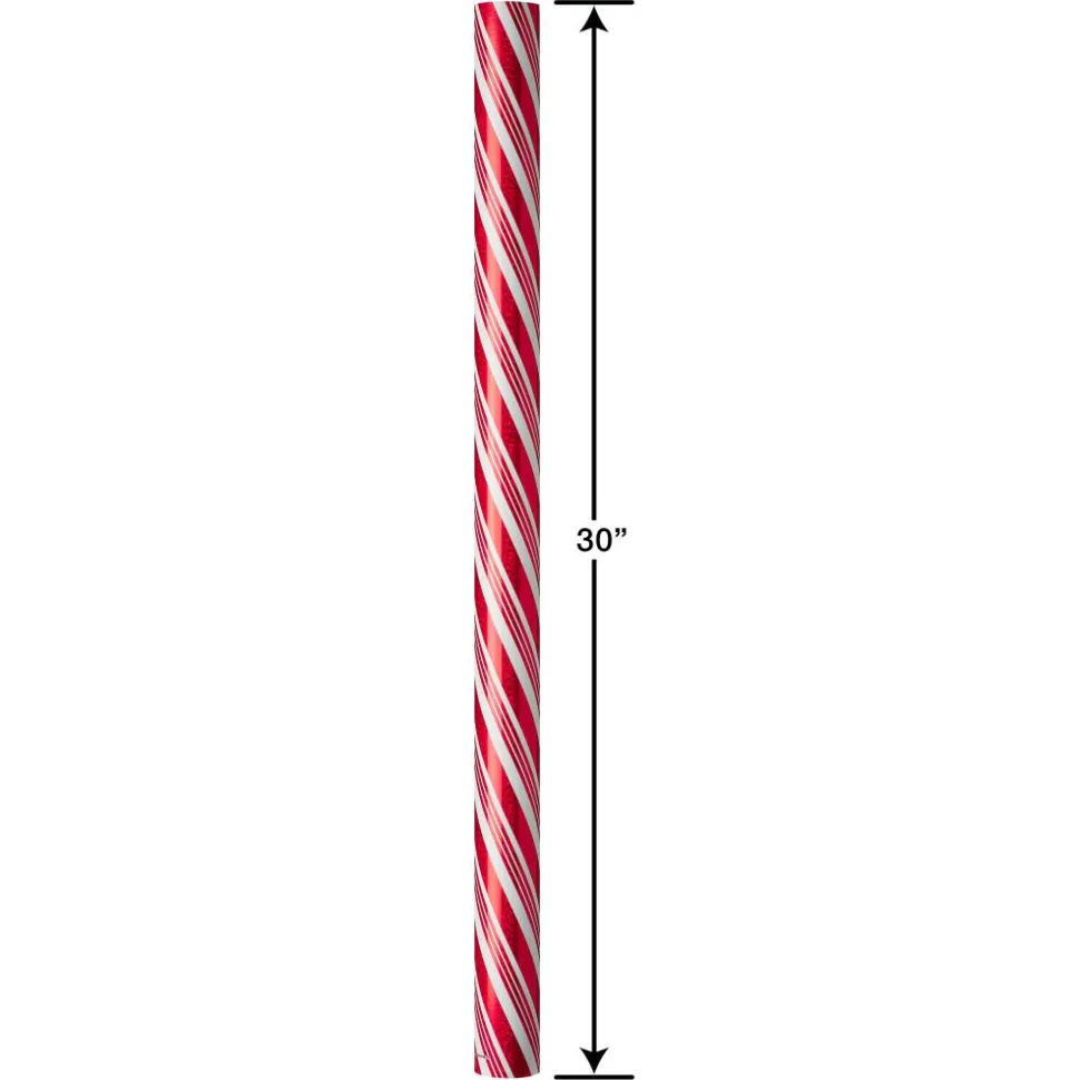 Candy Canes, Red + White Stripes, Hot Cocoa + Treats Holiday Wrapping Paper Rolls, 3 Rolls