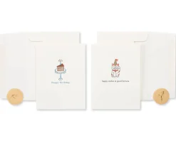 Cat and Cake Birthday Greeting Card Bundle, 2-Count