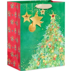 Celestial Christmas Tree 13″ Large Christmas Gift Bag, 1 Bag