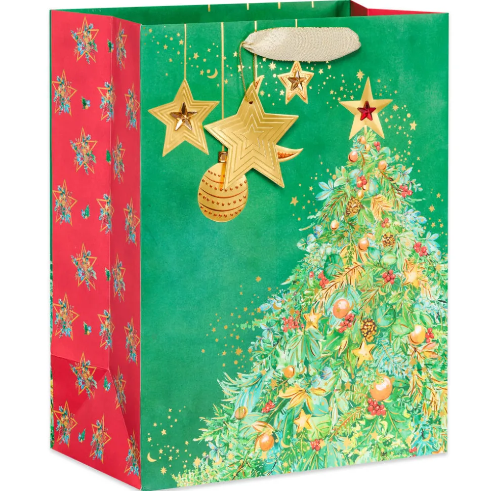 Celestial Christmas Tree 13″ Large Christmas Gift Bag, 1 Bag