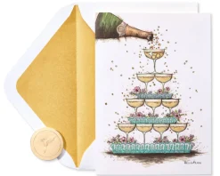 Champagne Pyramid Wedding Greeting Card- Designed by Bella Pilar