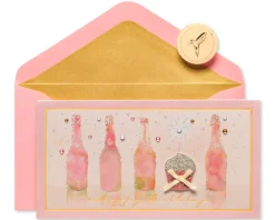 Champagne With Cupcake Birthday Greeting Card