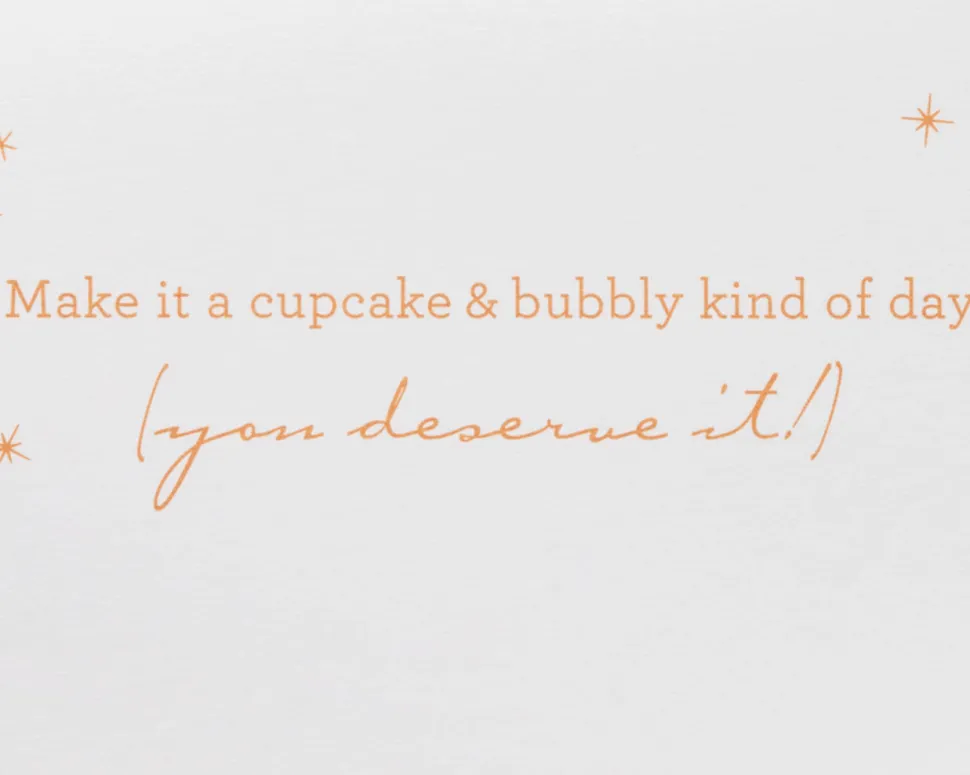 Champagne With Cupcake Birthday Greeting Card
