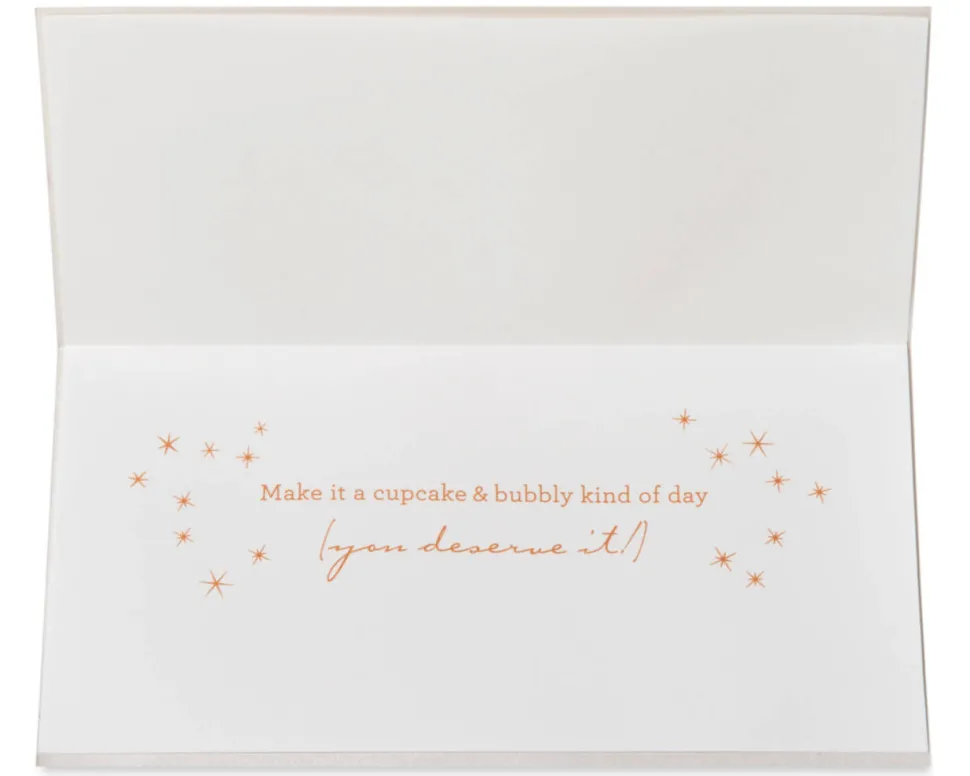 Champagne With Cupcake Birthday Greeting Card