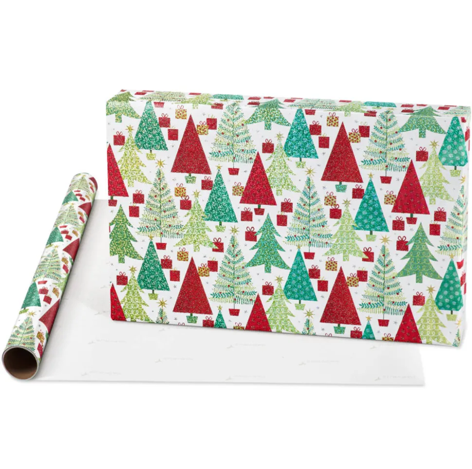 Christmas Trees and Candy Canes Holiday Wrapping Paper Set, 2 Rolls, 2 Ribbons, 5 Tags, 12 Labels