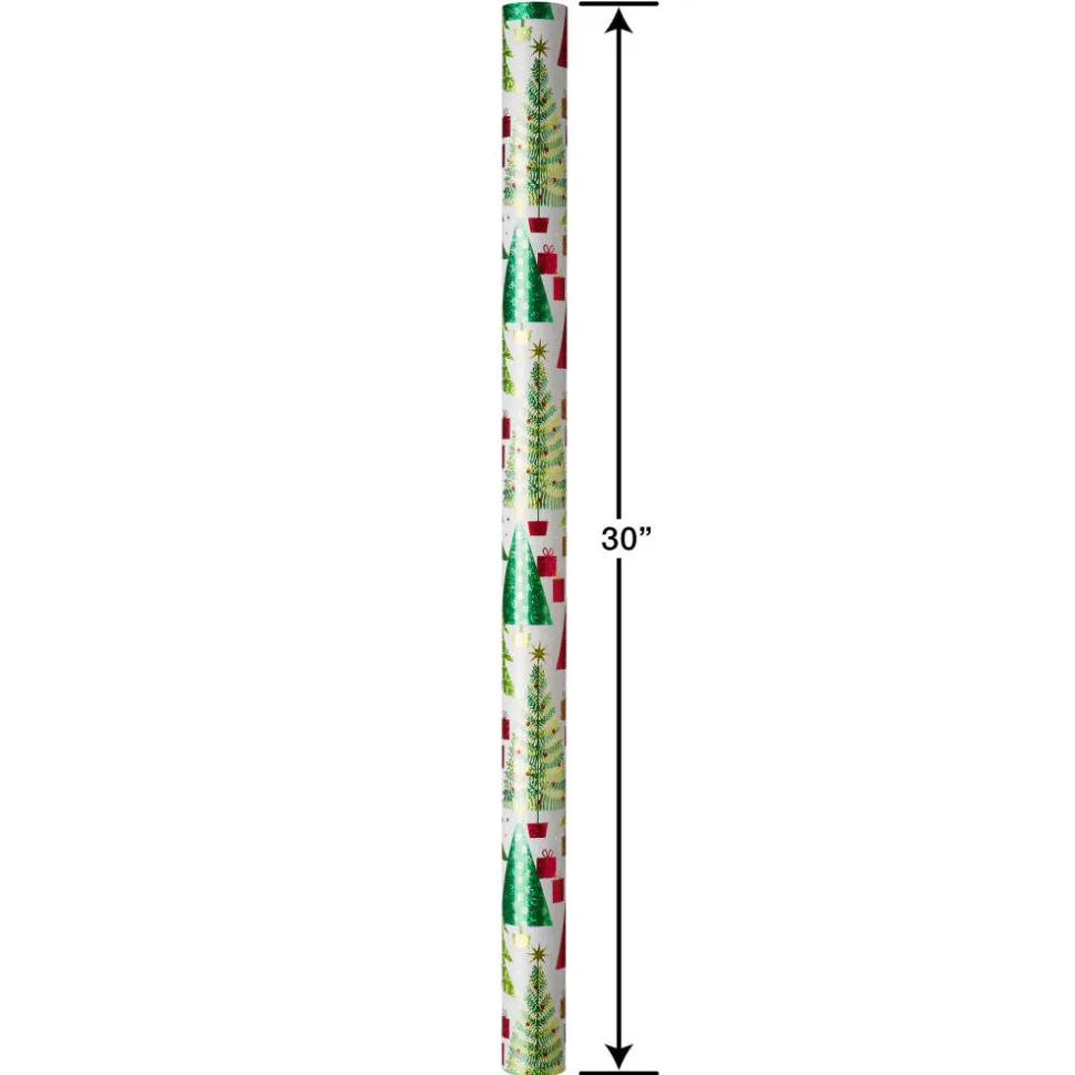 Christmas Trees and Candy Canes Holiday Wrapping Paper Set, 2 Rolls, 2 Ribbons, 5 Tags, 12 Labels