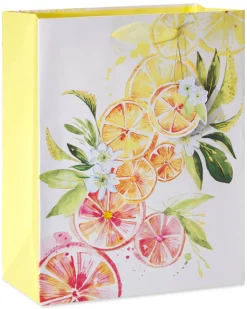 Citrus Gift Bags with Tissue Paper, 2 Bags, 8-Sheets