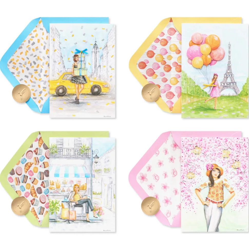 City Fashion Birthday Card Assortment – Designed by Bella Pilar, 4-Count
