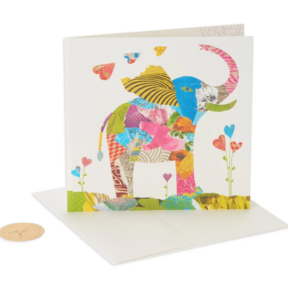Collage Elephant Birthday Greeting Card – Designed by House of Turnowsky
