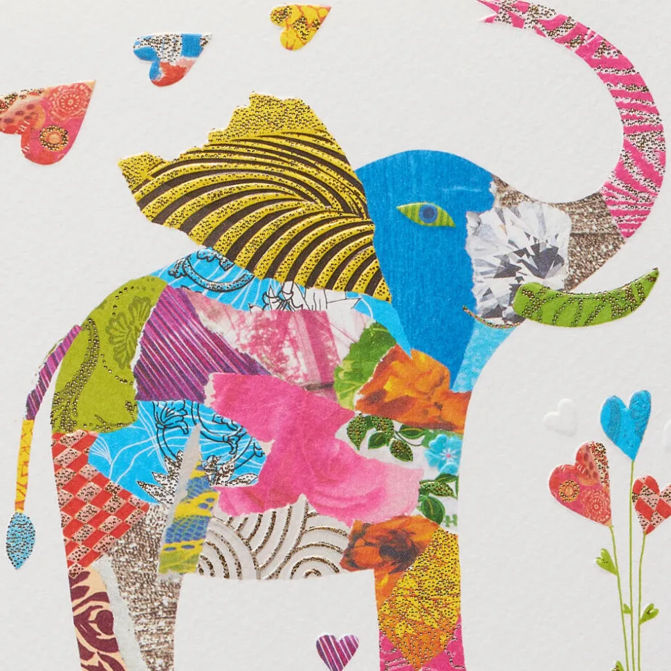 Collage Elephant Birthday Greeting Card – Designed by House of Turnowsky