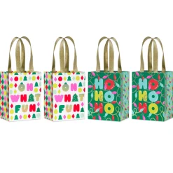 Colorful Lights 8″ Medium Christmas Gift Bags, 4 Bags