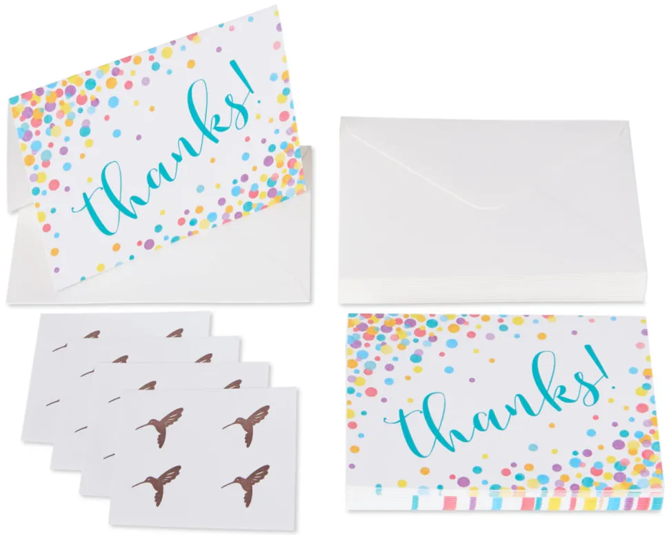 Confetti Thank You Boxed Blank Note Cards with Envelopes, 16-Count