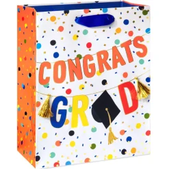 Congrats Grad 10″ Large Graduation Gift Bag, 1 Bag