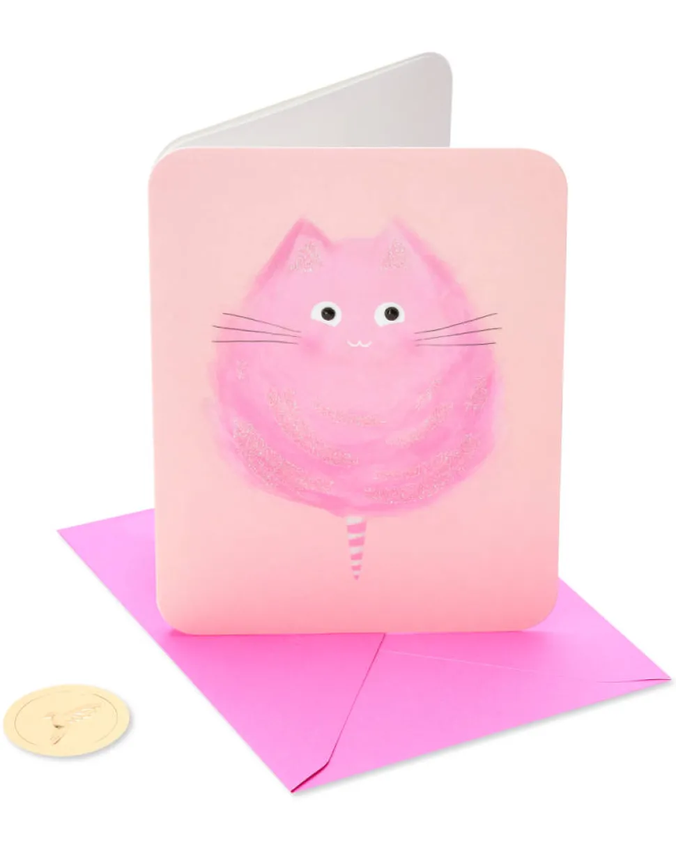 Cotton Candy Cat Birthday Greeting Card