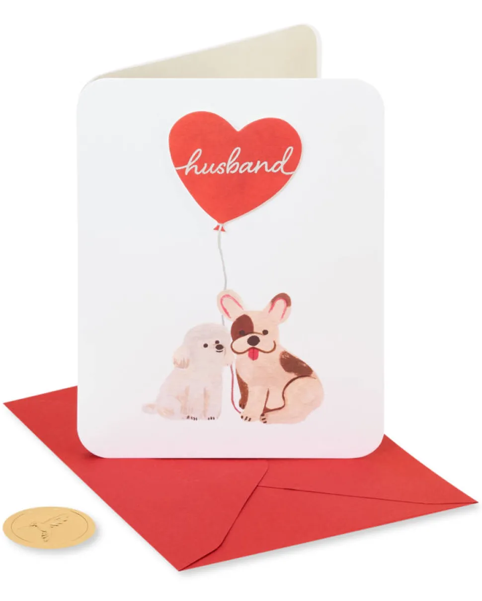 Dogs with Balloons Anniversary Greeting Card for Husband