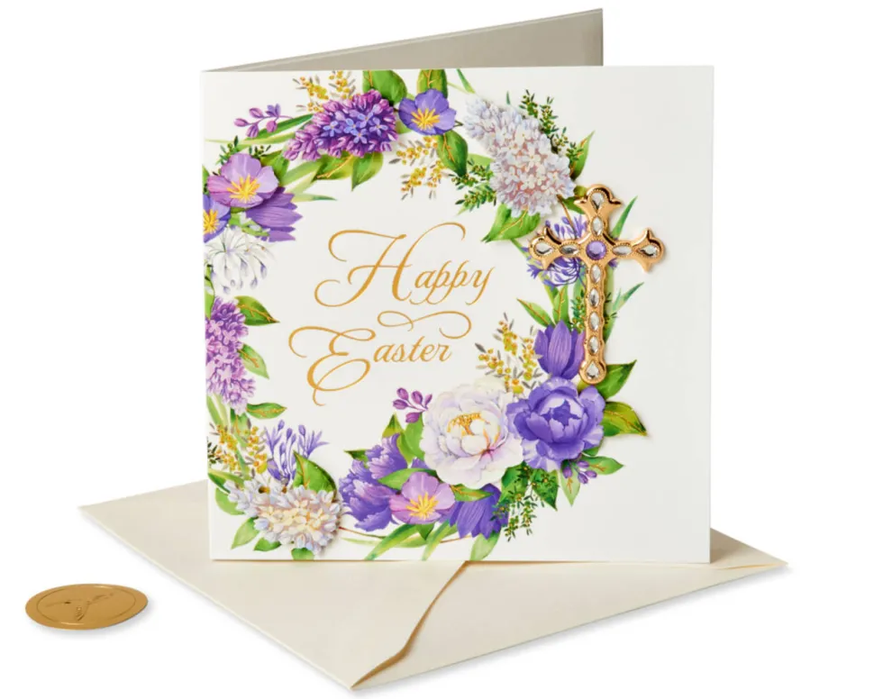 Easter Wreath Religious Easter Greeting Card