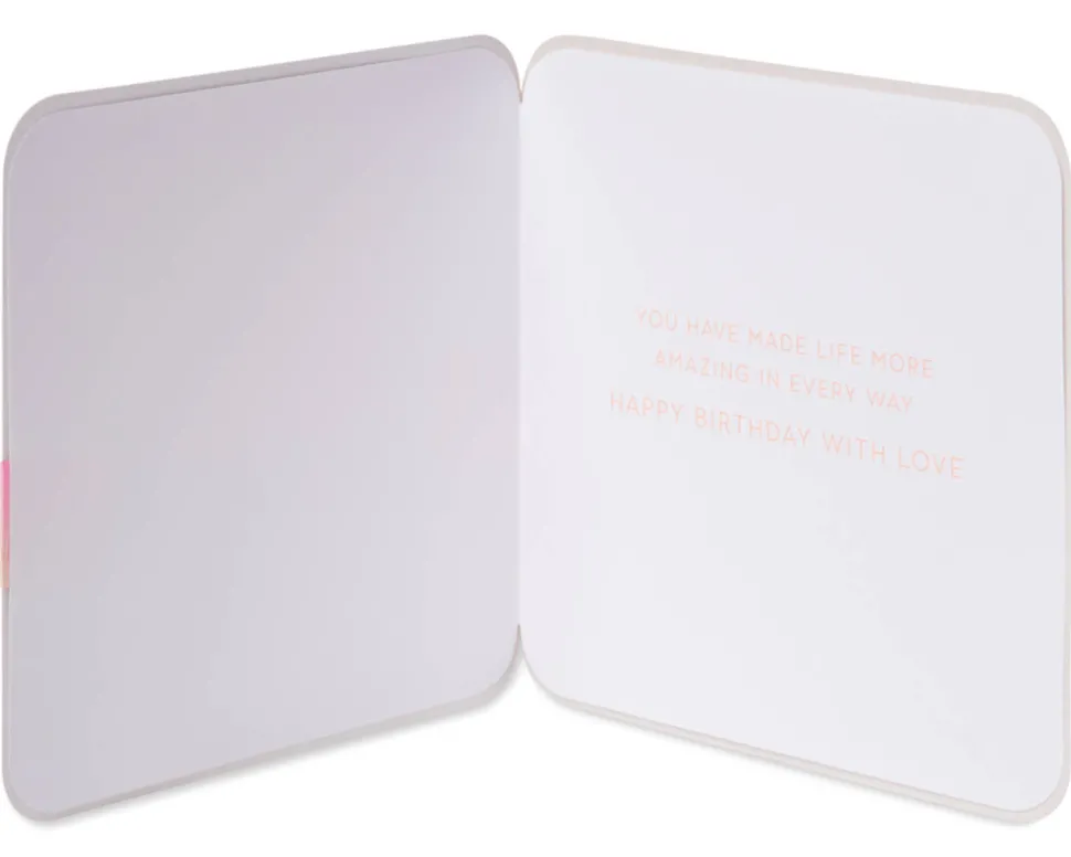 Elegant Pink Ombre Flower Birthday Greeting Card for Wife