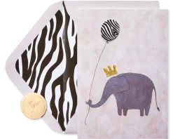 Elephant and Zebra Birthday Greeting Card