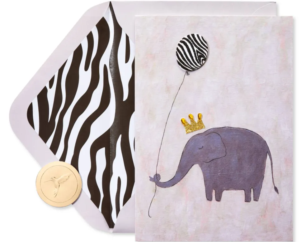 Elephant and Zebra Birthday Greeting Card