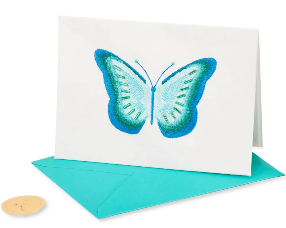 Embroidered Butterfly Birthday Greeting Card