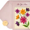 Embroidered Flowers Birthday Greeting Card